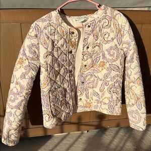 Rachel Zoe Cream and Purple Paisley Quilted Jacket